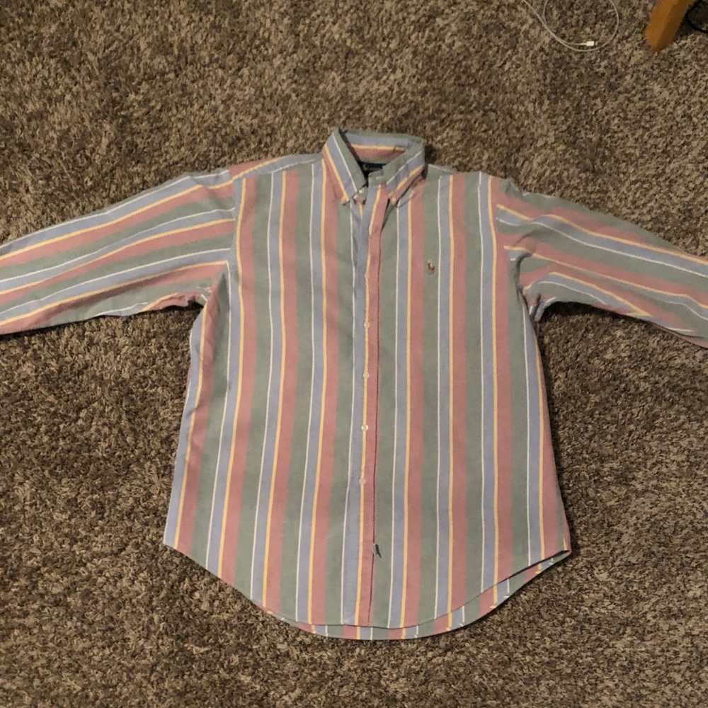 Polo long sleeve button up Large